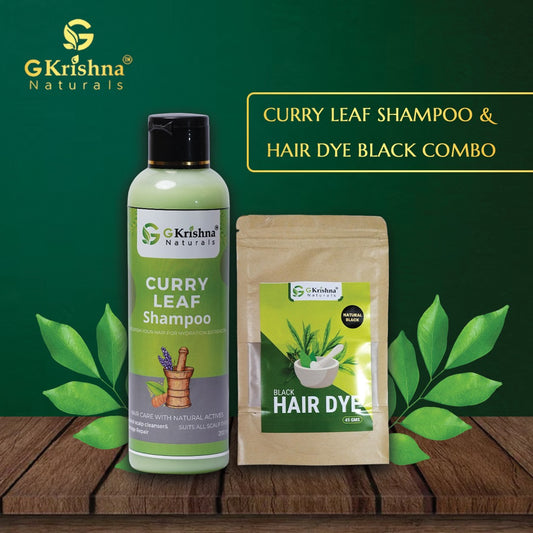 Hair Dye Black & Curry Leaf Shampoo Combo Kit